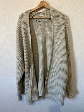 Anthropologie Open-Front Waffle Knit Sweater Cardigan in Cream - Size M